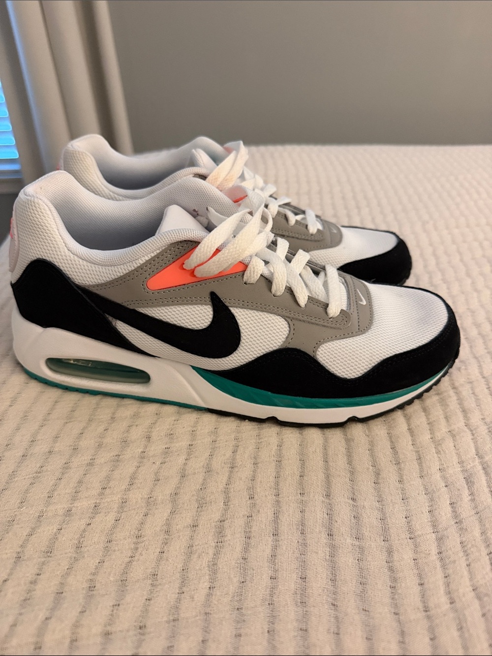 Nike White Black Gray Sneakers with Teal & Coral Accents